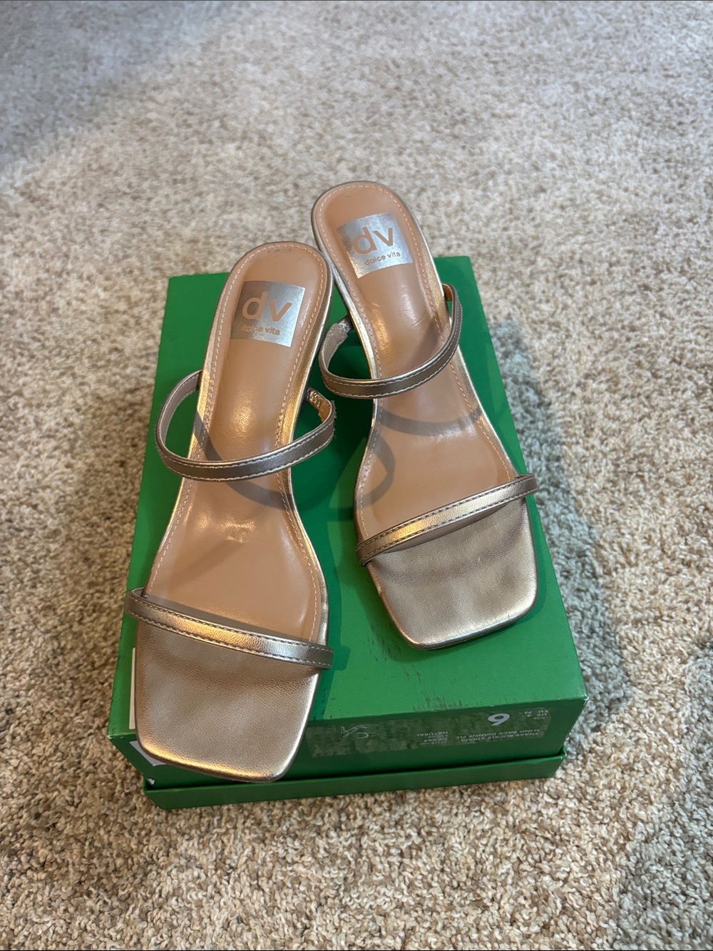 DV by Dolce Vita Metallic Gold Double-Strap Slide Heels